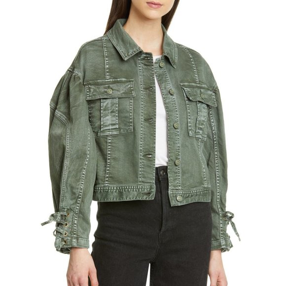 Ulla Johnson Atticus Denim Jacket Army Green F34 - Picture 9 of 12
